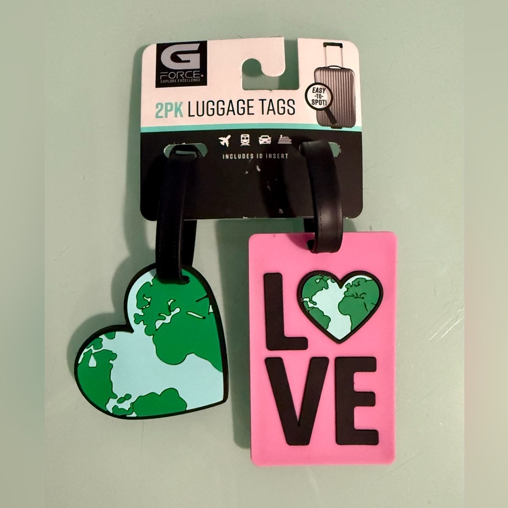 G-Force Love & Earth Heart ,2 pack Luggage Tags, NWT